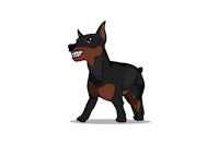 a cartoon doberman dog standing on a white background